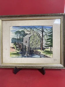 CAPE COD WATERCOLOR ROBERT BROOKS OLD BREWSTER MILL FRAMED LISTED ARTIST - Picture 1 of 9