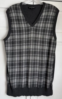 Chaleco Suéter Express Design Studio Para Hombre Gris Con Cuadros Blancos Grande Foto 1 de 4