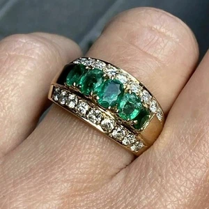 2,50 ct Lab Created grüner Smaragd 14k Gelbgold plattiert Herren Ehering Ring - Bild 1 von 7