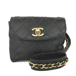 CHANEL Bicolore Quilted CC Logo Lambskin Waist Pouch Bum Bag Black/6BB0041 - Picture 1 of 16