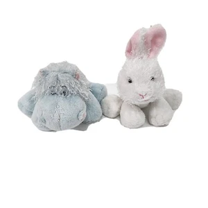 Lot 2  GANZ WEBKINZ LIL'KINZ White Bunny Rabbit HM078 No Code blue hippo - Picture 1 of 7