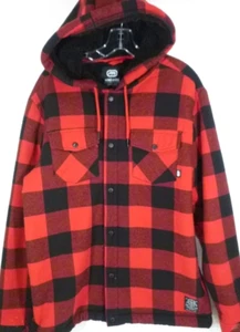 Ecko Unltd. Herren Flanell Sherpa-gefüttertes Sakko-groß-rot-Kapuze-Druckknopf-schwer - Bild 1 von 8