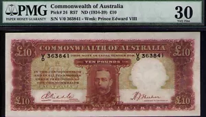 Commonwealth Australia FIRST PREFIX V0  10 KGV PMG Certified VF30 R57 Pick# 24 