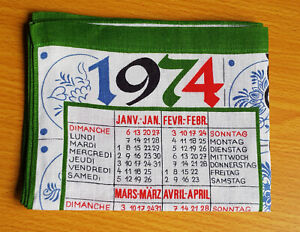 torchon calendrier lin 1974 moulin à café KREIER linen tea towel calendar