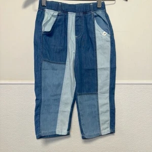 Girls easy-peasy Jeans 4T Blue Jean NWOT wide leg patches - Picture 1 of 7