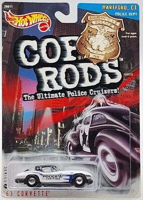 HOT WHEELS ИГРУШКИ KB EXCL УДИЛИЩА ПОЛИЦЕЙСКОГО ДЕПАРТАМЕНТА HARFORD CT '63 CHEVY CORVETTE!! - Изображение 1 из 3