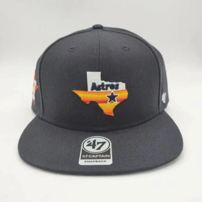 Houston Astros '47 Brand Hat Cap Captain Cooperstown Vintage Logo Blue Snapback - Image 1 of 4