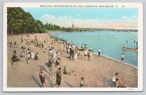 postcard BURLINGTON Vermont Municipal Bathing Beach Lake Champlain, posted 1937 - Picture 1 of 2
