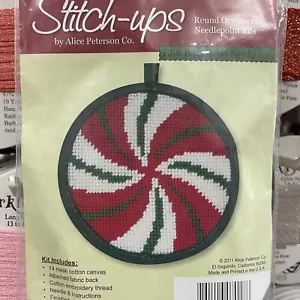 Needlepoint Stitch & Zip Kit selbstveredelnd Weihnachtsschmuck Pfefferminzbonbons - Bild 1 von 2