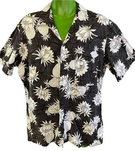Camisa Aloha Hawaiana Gris Carbón Piña Hecha en Hawaii Para Hombre Grande - Imagen 1 de 5