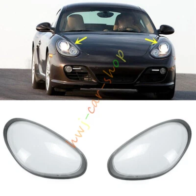 Par de lentes de faros cubierta transparente + pegamento para Porsche Cayman Boxster 987 2009-2012 Foto 1 de 4