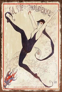 Parisienne dancer French Vintage Retro style Metal Sign, Travel France Paris - Picture 1 of 1