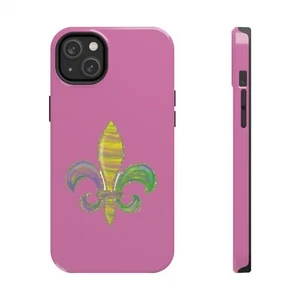 Mardi Gras Fleur De Lis Tough Phone Cases Iphone 13, 14,15, plus Max - Picture 1 of 8