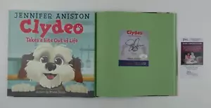 Jennifer Aniston Signed Clydeo Takes A Bite Out Of Life HC Book 1st Ed JSA COA - Picture 1 of 9