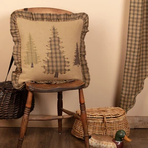 Rustic 18"x18" Tree Pillow Tan Appliqued Cedar Ridge Bedroom Decor VHC Brands - Picture 1 of 7