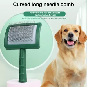 US Extra Long Pin Slicker Brush Hair Grooming Pet Puppy Dog Matted Wire Brush - Picture 1 of 14
