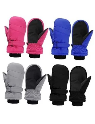 4 pares de guantes de esquí impermeables para niños 5-8 años rojo rosa, gris, azul real, negro Foto 1 de 4