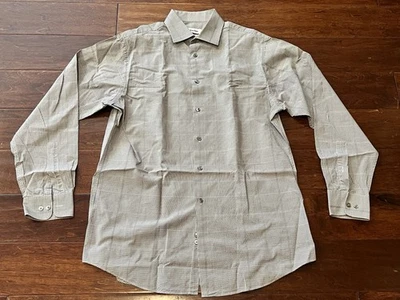 Calvin Klein Gray White Check Plaid Mens 15.5 32/33 Button Up Down Dress Shirt - Image 1 of 4