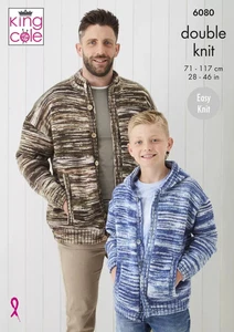 King Cole DK Camouflage - Knitting Pattern - 6080 Mens Cardigan & Boys Hooded - Picture 1 of 2