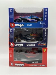 Burango 3 Colletible Cars 1:43 | RB19 Red Bull  / A523 Alpine/ SF23 Ferrari - Picture 1 of 6