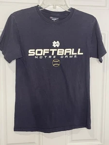 Notre Dame Softball T Shirt Women's Small Navy Blue Champion Fighting Irish - Picture 1 of 5