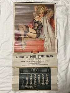1969 Gil Elvgren Full Pin-Up Lingerie Calendar PA Beer Colon Michigan 33x16" - Picture 1 of 4