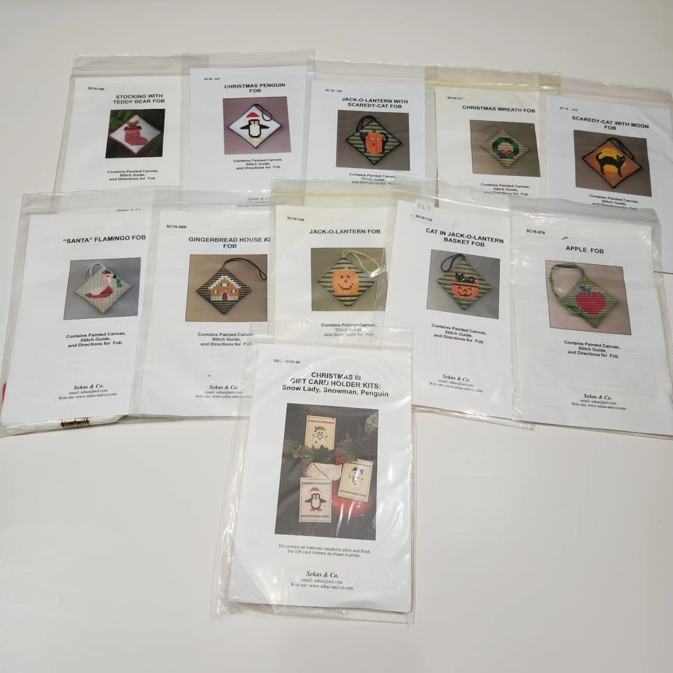 Sekas & Co Lot of 11 Painted Canvas Cross Stitch Needlepoint Pattern FOB - Image 1 of 4