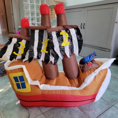 Rare Gammy 4ft Airblown Inflatable Party Pirate Ship Ring Toss Game - Image 1 of 4
