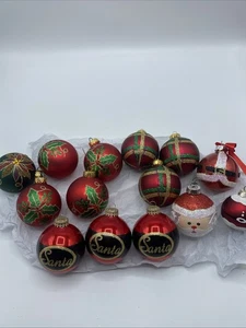 Lote 15 adornos navideños vintage de vidrio brillo navideño Papá Noel - Imagen 1 de 5