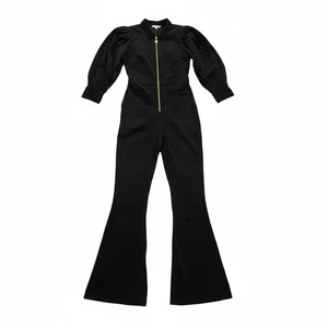 Mono de pana We Wore What para mujer pequeño negro bolsillos manga larga cremallera frontal - Imagen 1 de 7