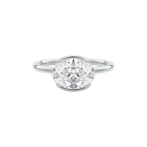 IGI Certified Lab Grown Diamond Engagement Ring 18K White Gold 2.00 Ct Oval Cut - Picture 1 of 9
