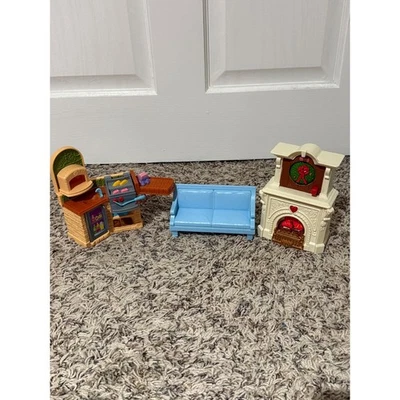Fisher-Price Loving Family Furniture Lot - Christmas fireplace couch kitchen - Image 1 of 4