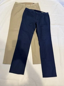 (2) BONOBOS Chino Pants Navy Blue Tan Straight MENS 36X34 Pair Of Two - Picture 1 of 8