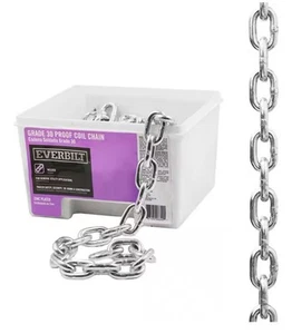 Everbilt 3/8 in. x 30 ft. Grade 30 Zinc Plated Steel Coil Chain 2650 Lbs. 806640 - Picture 1 of 4