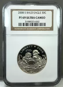 2008-S Bald Eagle Commemorative Half Dollar Proof NGC PF69 Ultra Cameo - Picture 1 of 4