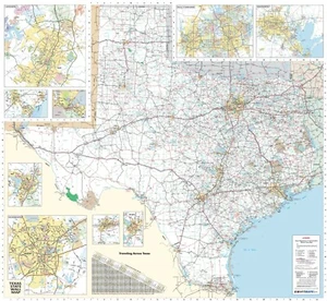 Texas State Executive City and County Executive Laminated Wall Map Poster - Picture 1 of 2