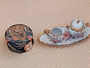 Japan Satsuma Box with Free Gift Porcelain Set *RARE* - Picture 1 of 12