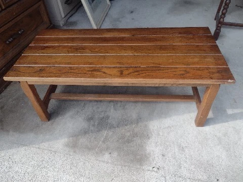Vintage Wood Mission Style Coffee Table Accent Table Rustic Farmhouse Table Cover