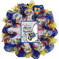 Autism Awareness Elephant Wreath Handmade Deco Mesh