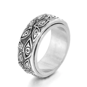 Vintage God Eye Spinner Ring Stainless Steel Gothic Men Women Eye Ring Size 7-13 - Picture 1 of 3