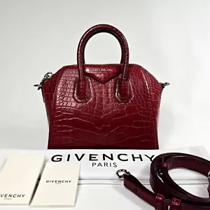 Raro $31000 GIVENCHY ANTIGONA Mini Genuino Cocodrilo Rojo Borgoña Bolso de Hombro - Imagen 1 de 20