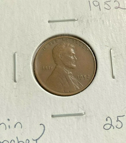 Error Coin-1952 Wheat Penny-Thin Planchet Cover