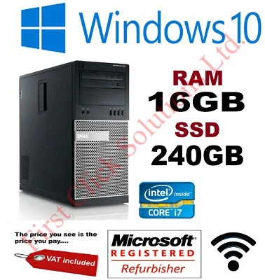 Dell Optiplex 790 Mini Tower PC - Core i7 16GB RAM 240GB SSD Windows 10 Computer - Image 1 of 4