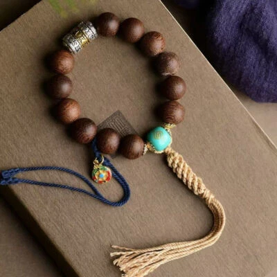 Pulsera Nudo Miel 15mm con Seis Palabras Aleación Dije Turquesa Barril Cuentas Foto 1 de 4