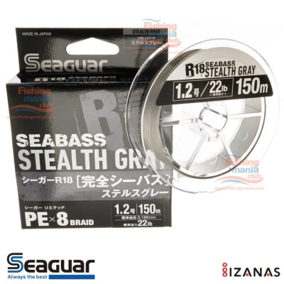 Kureha Seaguar R18 海质隐形灰色 PE X8 150 米 PE #1.2 22 磅 8 编织 — 第 1/3 张图片