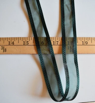 HUNTER GREEN WITH CHEX SHEER  NYLON ORGANZA  RIBBON   1"  WIDE X  4  YARDS - Image 1 of 2