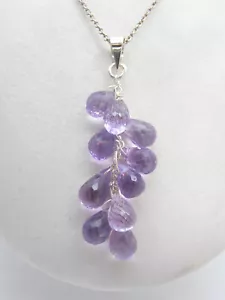 Ciondolo e Catenina in Argento 925 con Ametiste Viola naturali - Pendente Pietra - Foto 1 di 6