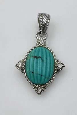 Colgante potenciador Judith Ripka de plata de ley azul turquesa y circonita cúbica Foto 1 de 3