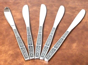 Imperial Dinner Knives Floral Stainless Steel Korea Set of 5 - Picture 1 of 9