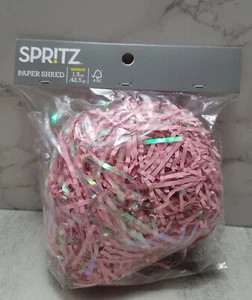 Spritz Plastic Easter Grass Light Pink Clear Shiny Party Frills New 1.5 oz Bag  - Picture 1 of 12